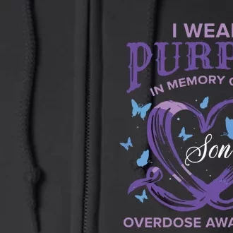 I Wear Purple For My Son Overdose Awareness Full Zip Hoodie