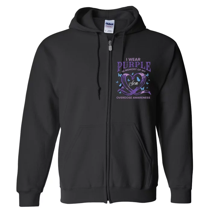 I Wear Purple For My Son Overdose Awareness Full Zip Hoodie