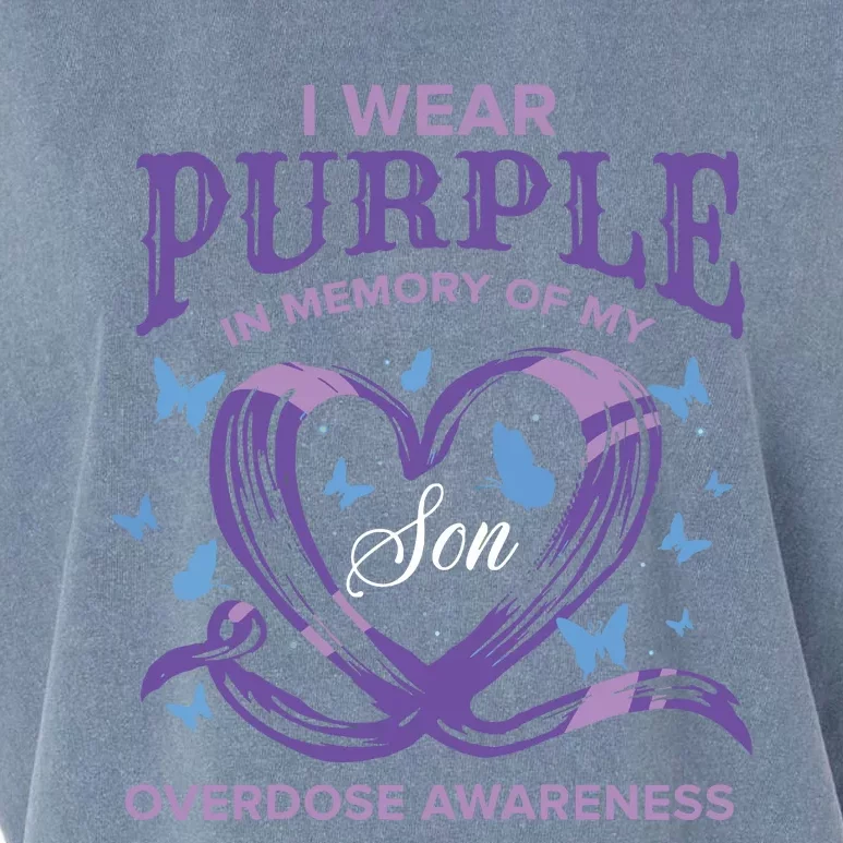 I Wear Purple For My Son Overdose Awareness Garment-Dyed Women's Muscle Tee