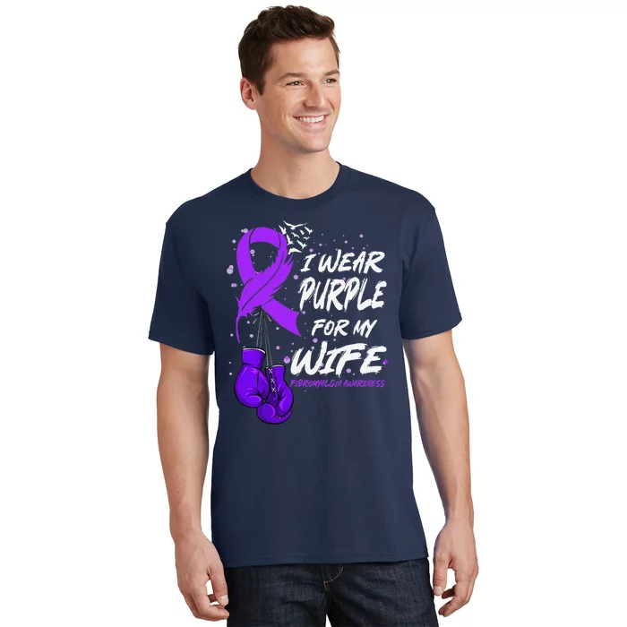 I Wear Purple For My Wife Fibromyalgia Awareness Ribbon T-Shirt