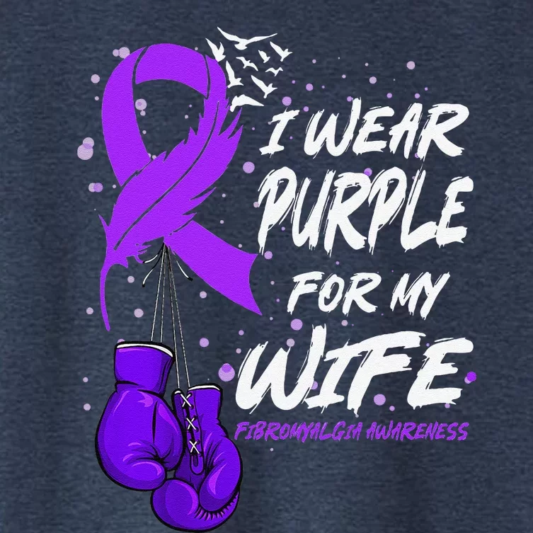 I Wear Purple For My Wife Fibromyalgia Awareness Ribbon Women's Crop Top Tee