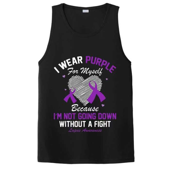 I Wear Purple For Myself Lupus Awareness Heart Purple Ribbon Performance Tank