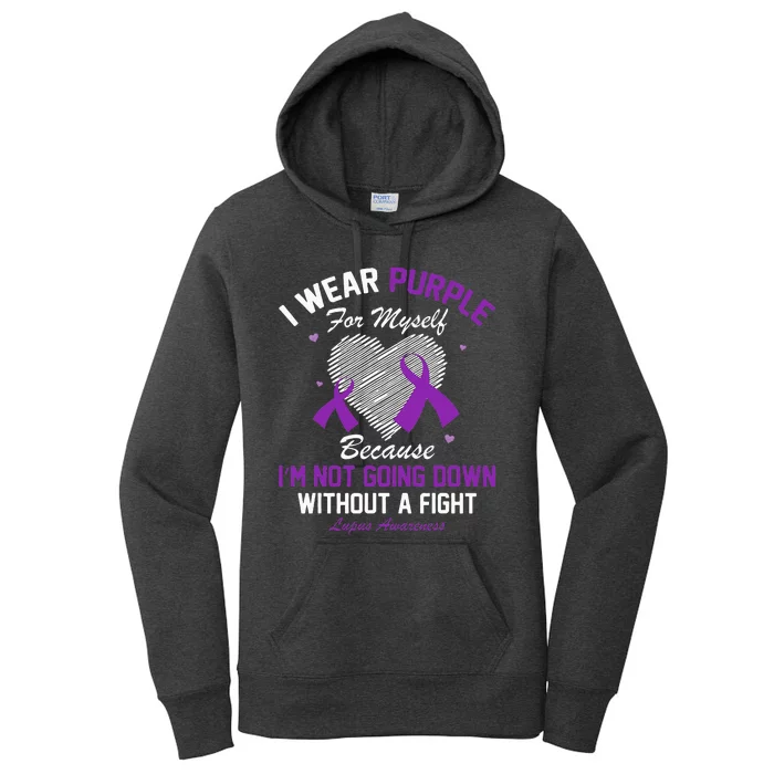 I Wear Purple For Myself Lupus Awareness Heart Purple Ribbon Women's Pullover Hoodie