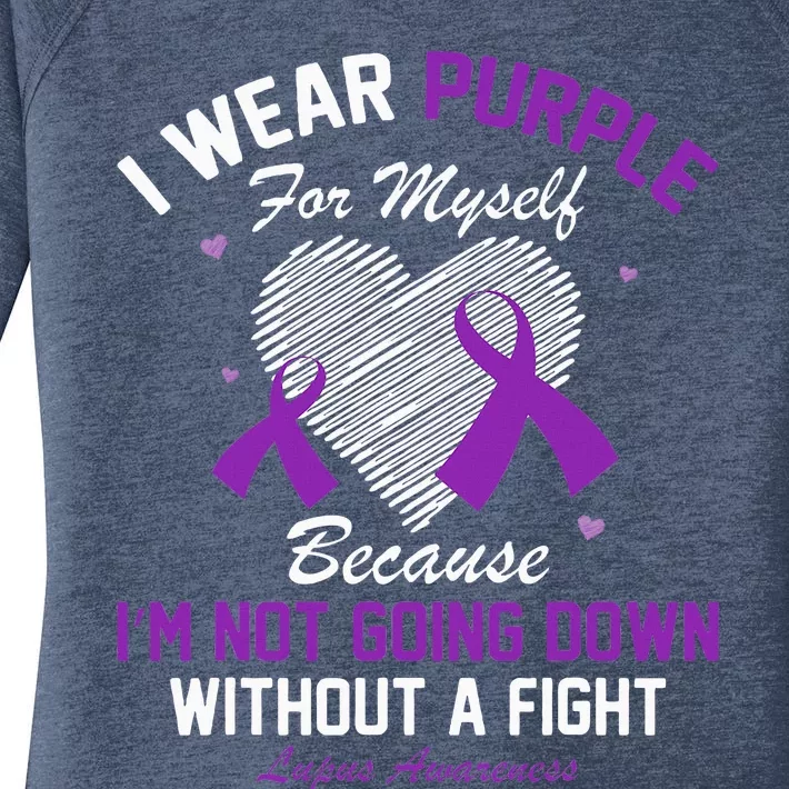 I Wear Purple For Myself Lupus Awareness Heart Purple Ribbon Women's Perfect Tri Tunic Long Sleeve Shirt