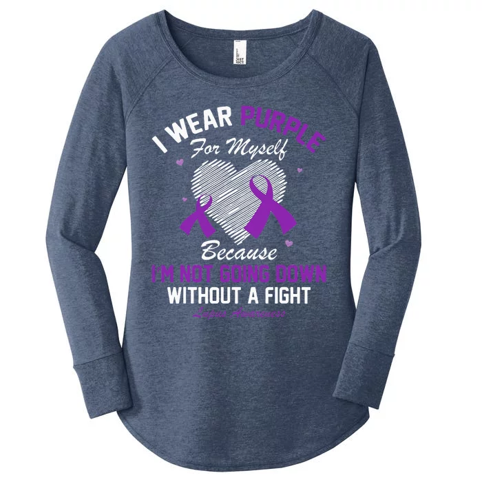 I Wear Purple For Myself Lupus Awareness Heart Purple Ribbon Women's Perfect Tri Tunic Long Sleeve Shirt