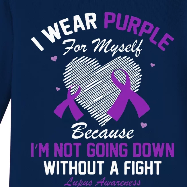 I Wear Purple For Myself Lupus Awareness Heart Purple Ribbon Baby Long Sleeve Bodysuit