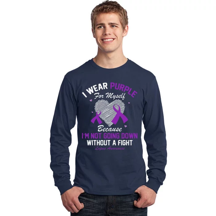 I Wear Purple For Myself Lupus Awareness Heart Purple Ribbon Tall Long Sleeve T-Shirt