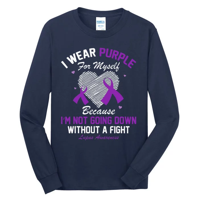 I Wear Purple For Myself Lupus Awareness Heart Purple Ribbon Tall Long Sleeve T-Shirt