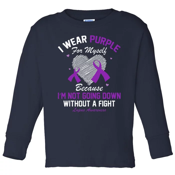 I Wear Purple For Myself Lupus Awareness Heart Purple Ribbon Toddler Long Sleeve Shirt