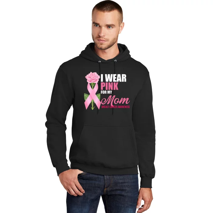 I Wear Pink For My Mom Breast Cancer Floral Ribbon Hoodie