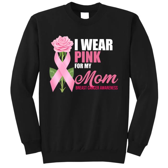 I Wear Pink For My Mom Breast Cancer Floral Ribbon Sweatshirt