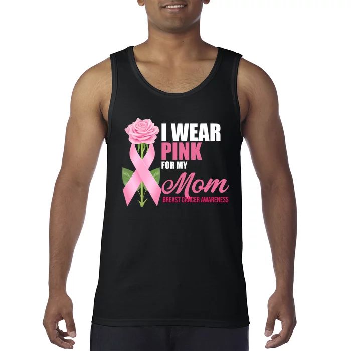 I Wear Pink For My Mom Breast Cancer Floral Ribbon Tank Top