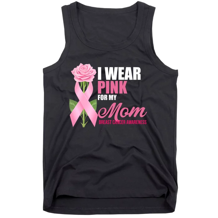 I Wear Pink For My Mom Breast Cancer Floral Ribbon Tank Top