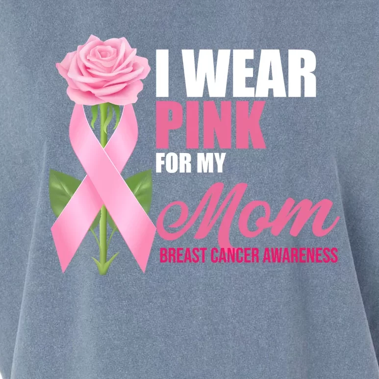 I Wear Pink For My Mom Breast Cancer Floral Ribbon Garment-Dyed Women's Muscle Tee