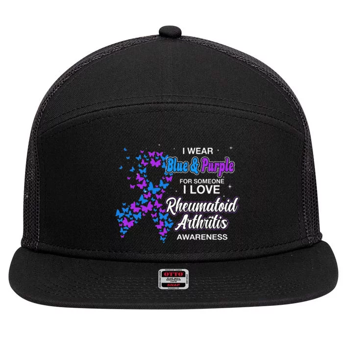 I Wear Purple For Someone I Love Rheumatoid Arthritis 7 Panel Mesh Trucker Snapback Hat