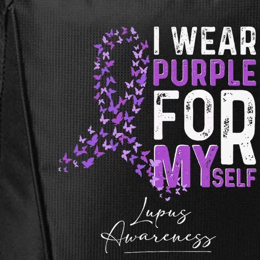 I Wear Purple For Myself Support Lupus Awareness Day Ribbon City Backpack