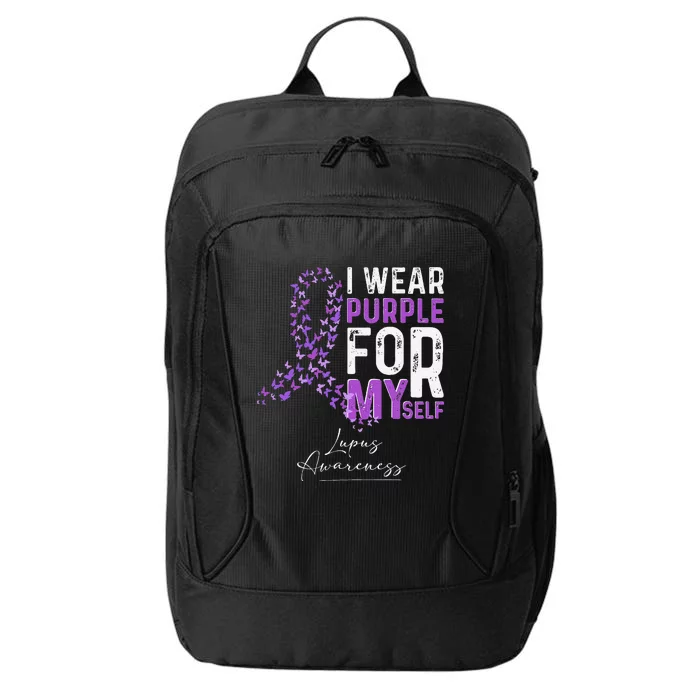 I Wear Purple For Myself Support Lupus Awareness Day Ribbon City Backpack