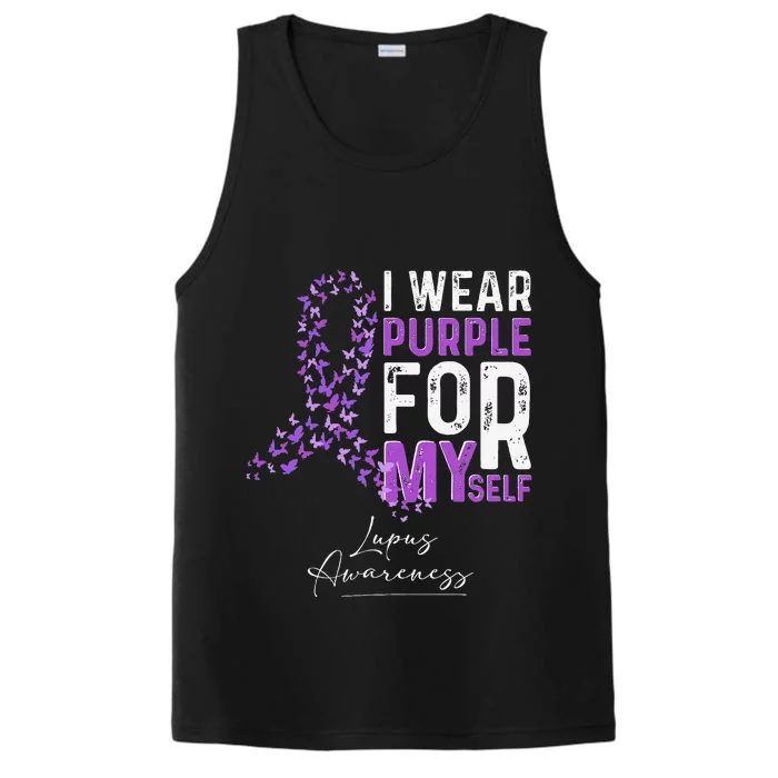 I Wear Purple For Myself Support Lupus Awareness Day Ribbon Performance Tank