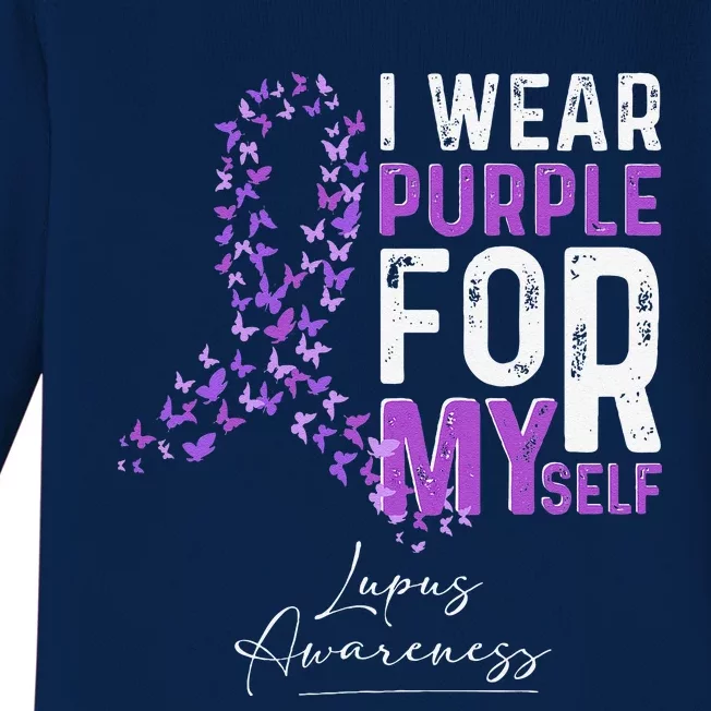 I Wear Purple For Myself Support Lupus Awareness Day Ribbon Baby Long Sleeve Bodysuit