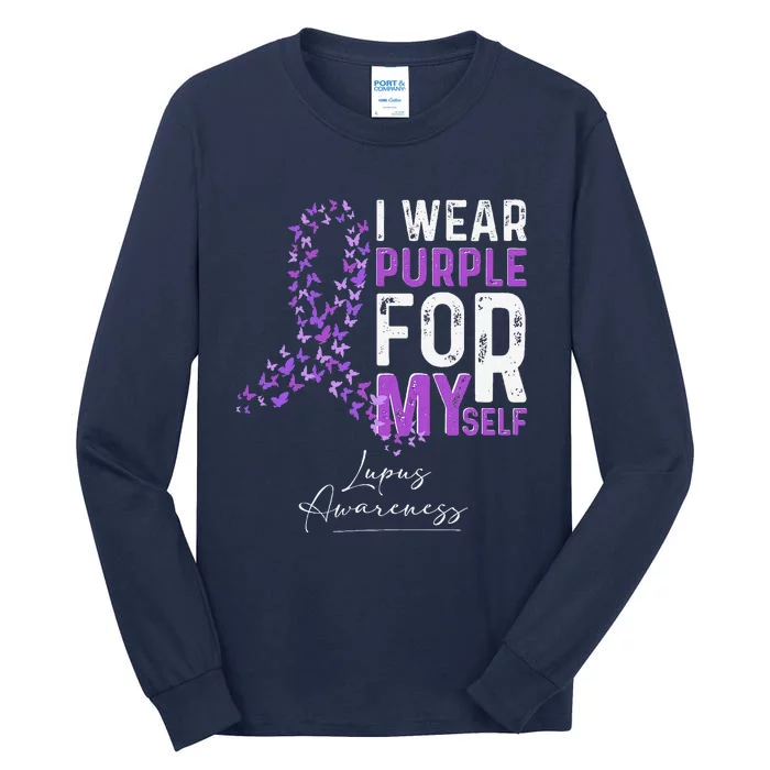 I Wear Purple For Myself Support Lupus Awareness Day Ribbon Tall Long Sleeve T-Shirt