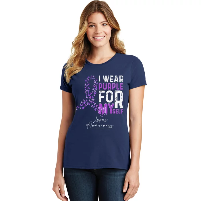 I Wear Purple For Myself Support Lupus Awareness Day Ribbon Women's T-Shirt