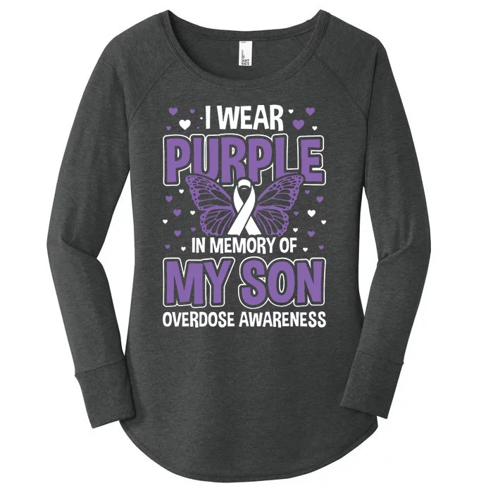 I Wear Purple In Memory Of My Son Overdose Awareness Women's Perfect Tri Tunic Long Sleeve Shirt