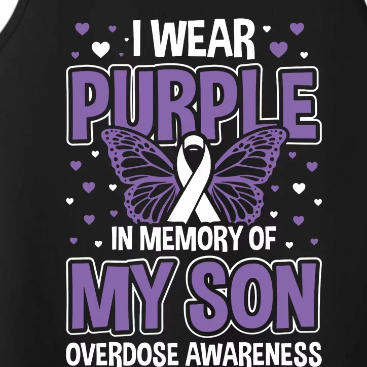 I Wear Purple In Memory Of My Son Overdose Awareness Performance Tank