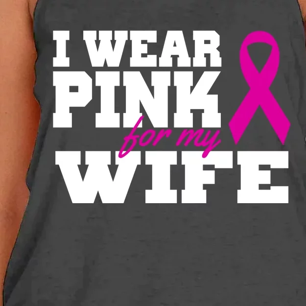 I Wear Pink For My Wife Breast Cancer Women's Knotted Racerback Tank