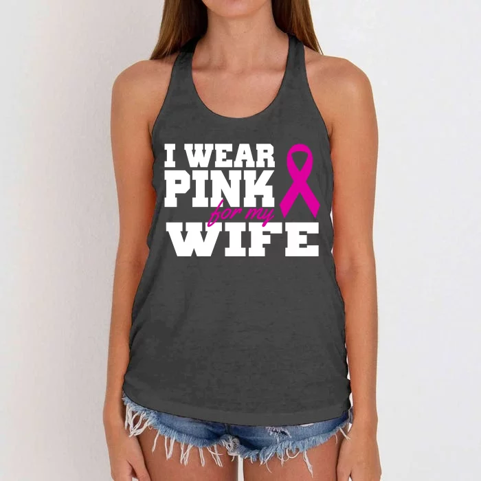 I Wear Pink For My Wife Breast Cancer Women's Knotted Racerback Tank