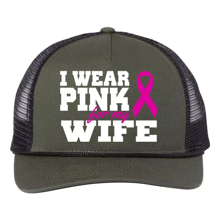 I Wear Pink For My Wife Breast Cancer Retro Rope Trucker Hat Cap