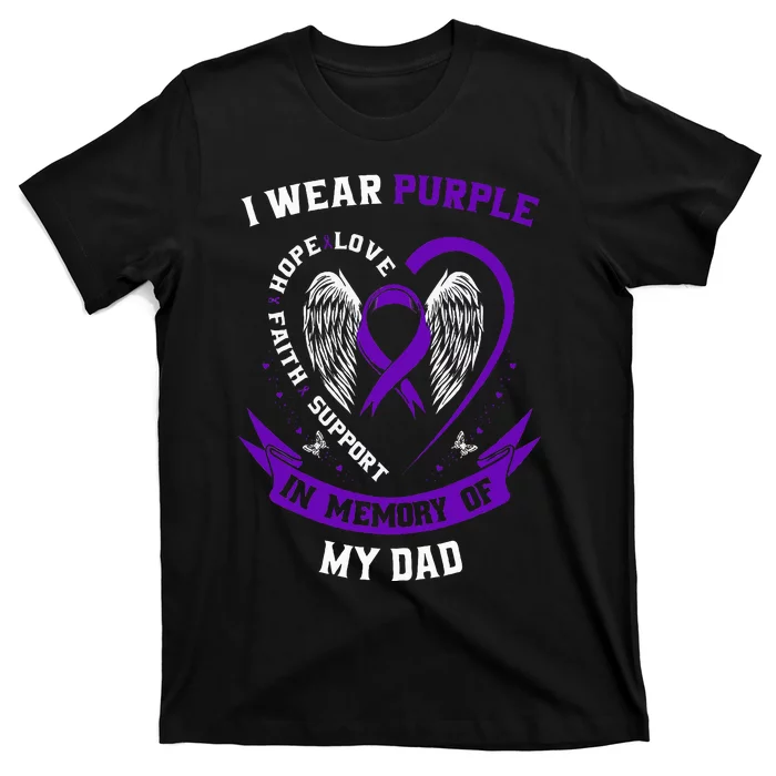 I Wear Purple In Memory of my Dad Alzheimers Awareness Gifts T-Shirt