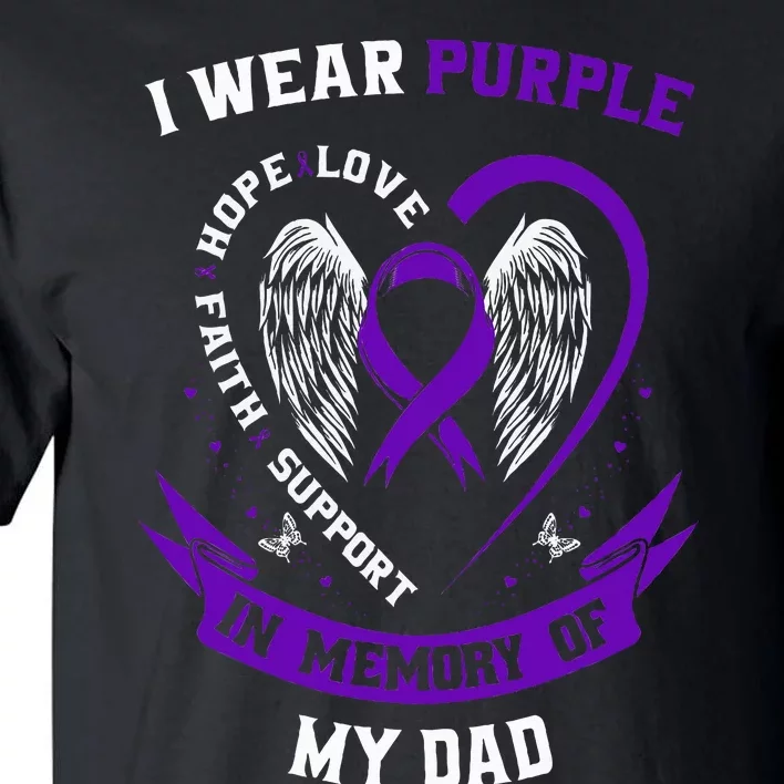 I Wear Purple In Memory of my Dad Alzheimers Awareness Gifts Tall T-Shirt