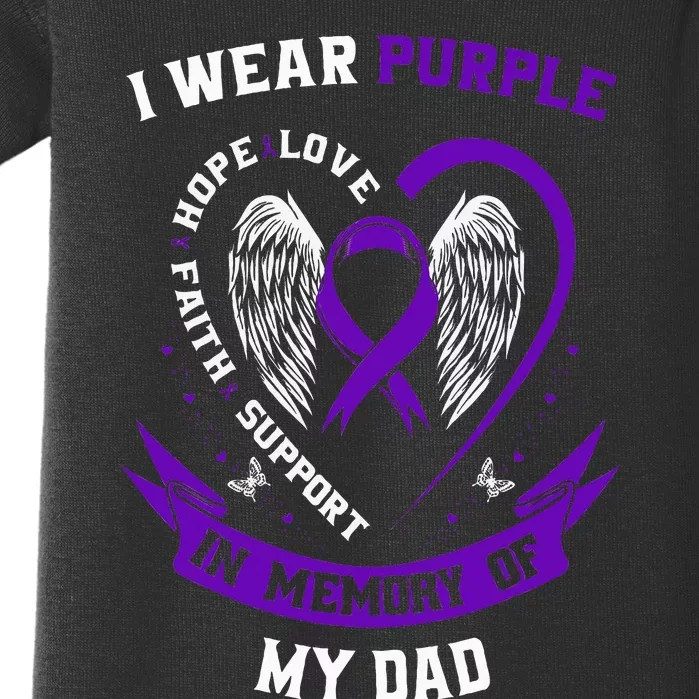 I Wear Purple In Memory of my Dad Alzheimers Awareness Gifts Baby Bodysuit