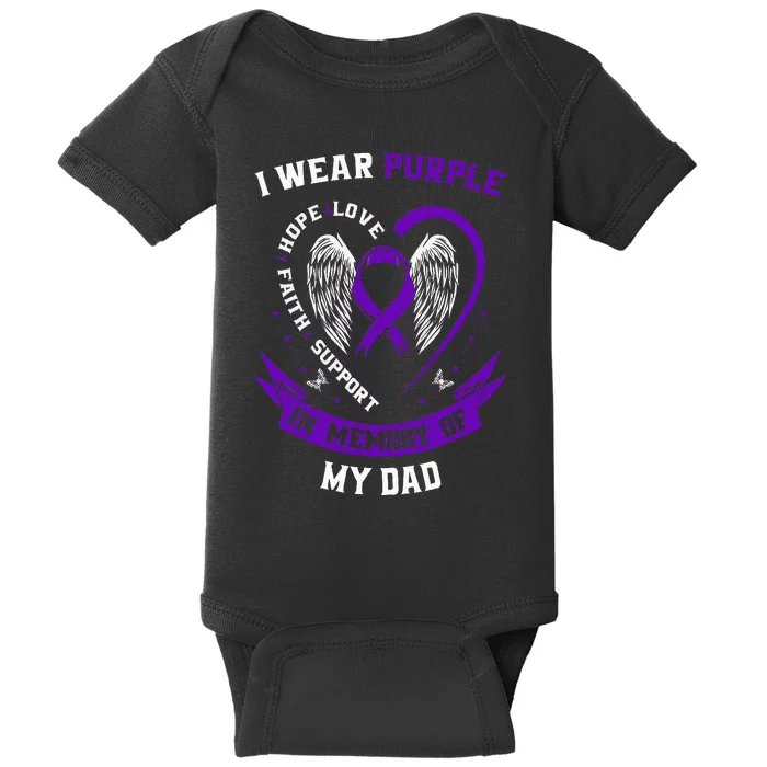 I Wear Purple In Memory of my Dad Alzheimers Awareness Gifts Baby Bodysuit