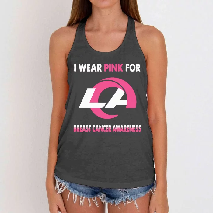 I Wear Pink For Breast Cancer Awareness Women's Knotted Racerback Tank