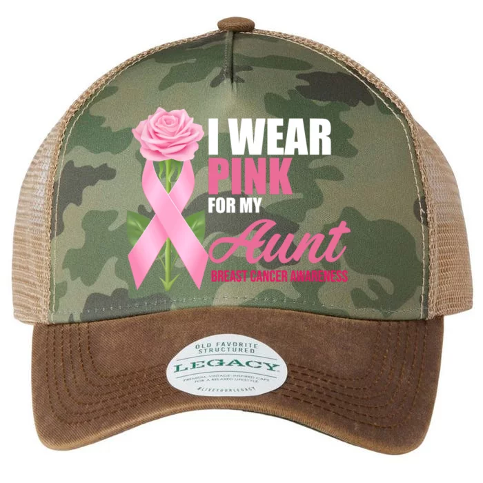 I Wear Pink For My Aunt Breast Cancer Floral Ribbon Legacy Tie Dye Trucker Hat