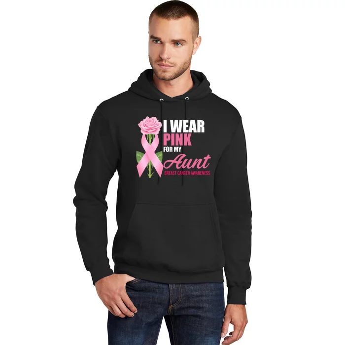 I Wear Pink For My Aunt Breast Cancer Floral Ribbon Hoodie