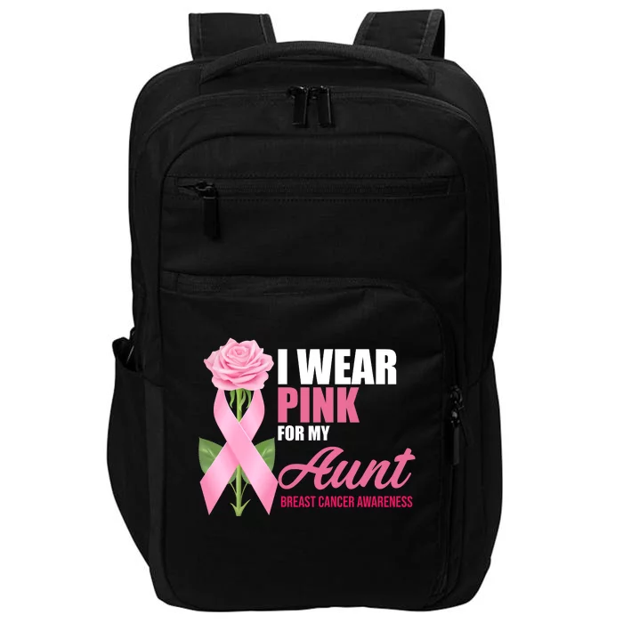 I Wear Pink For My Aunt Breast Cancer Floral Ribbon Impact Tech Backpack