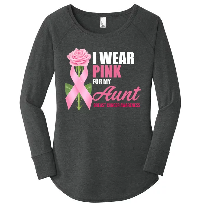 I Wear Pink For My Aunt Breast Cancer Floral Ribbon Women's Perfect Tri Tunic Long Sleeve Shirt