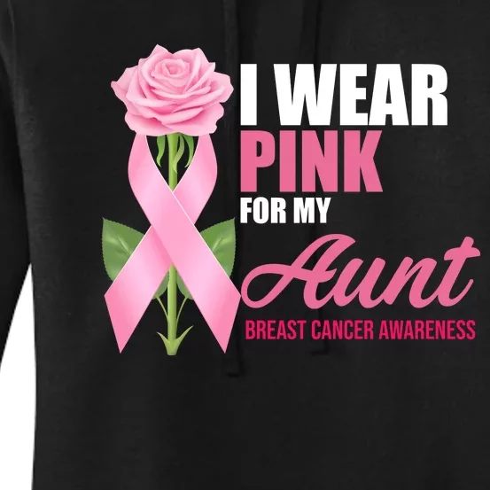 I Wear Pink For My Aunt Breast Cancer Floral Ribbon Women's Pullover Hoodie