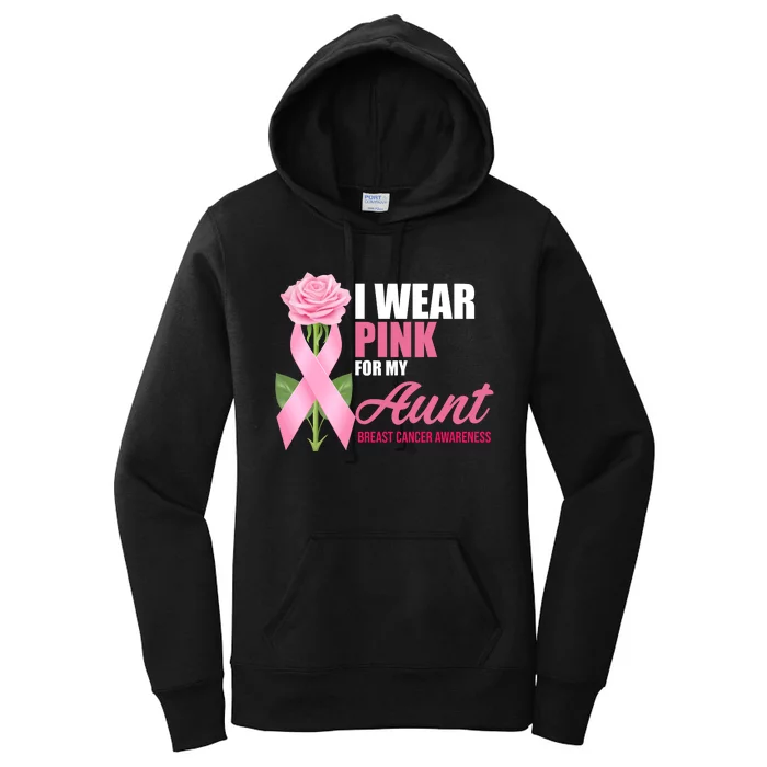 I Wear Pink For My Aunt Breast Cancer Floral Ribbon Women's Pullover Hoodie