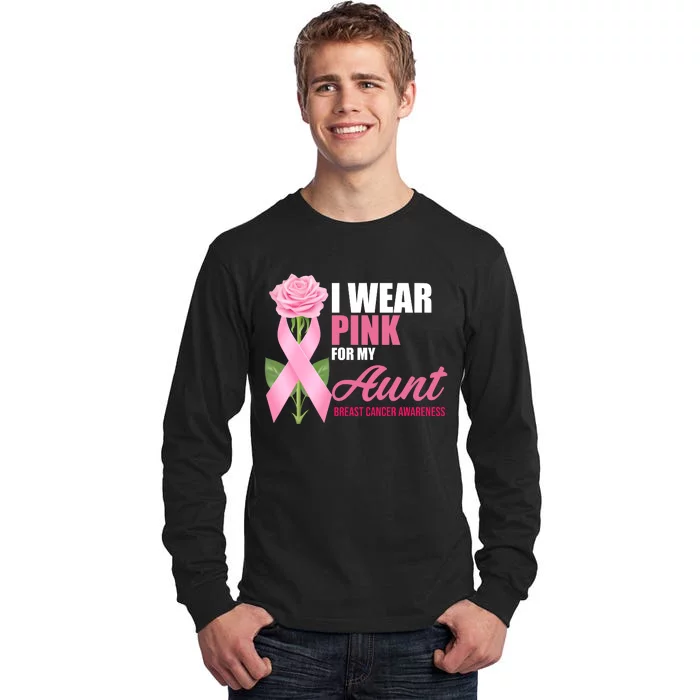 I Wear Pink For My Aunt Breast Cancer Floral Ribbon Tall Long Sleeve T-Shirt