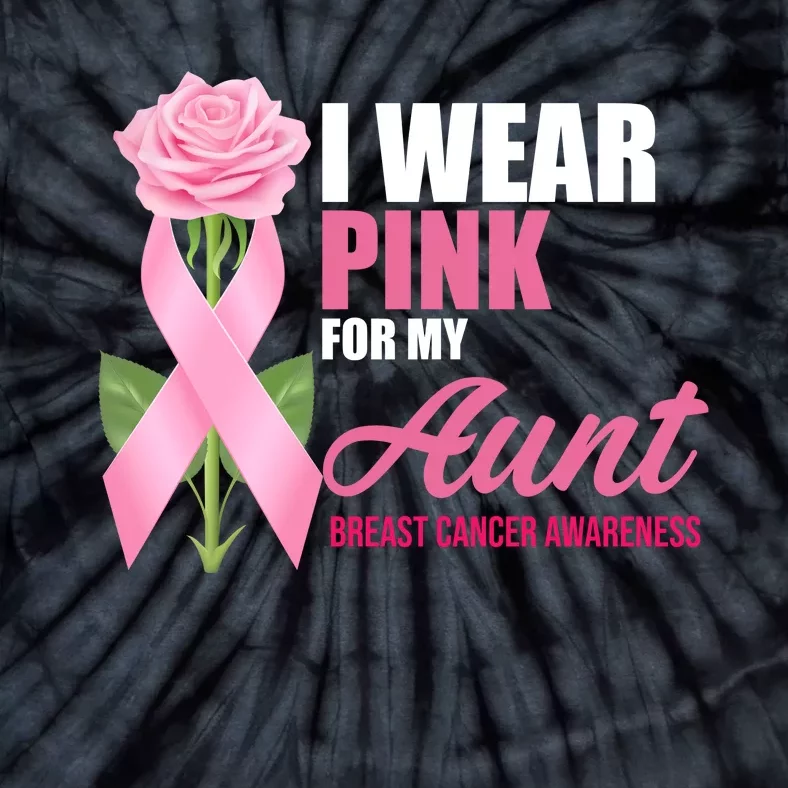 I Wear Pink For My Aunt Breast Cancer Floral Ribbon Tie-Dye T-Shirt