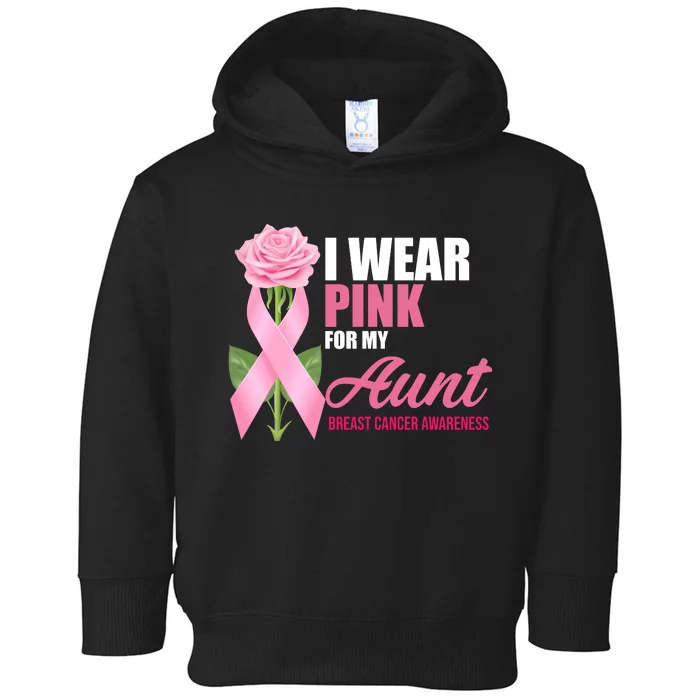 I Wear Pink For My Aunt Breast Cancer Floral Ribbon Toddler Hoodie