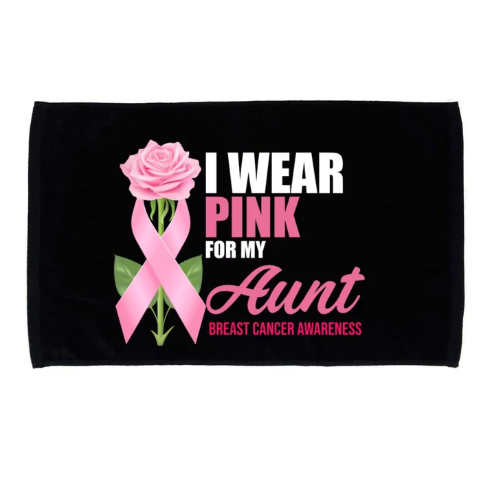 I Wear Pink For My Aunt Breast Cancer Floral Ribbon Microfiber Hand Towel