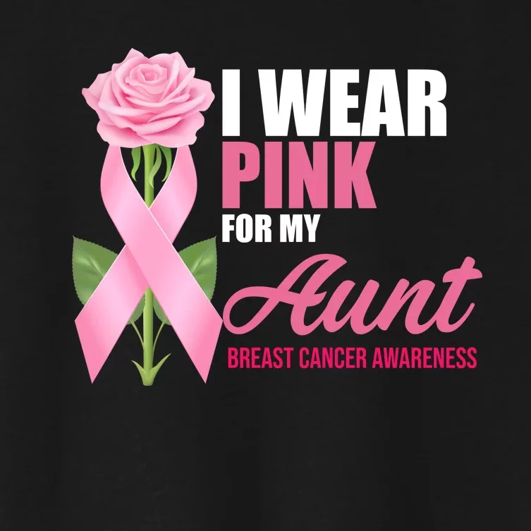 I Wear Pink For My Aunt Breast Cancer Floral Ribbon Women's Crop Top Tee