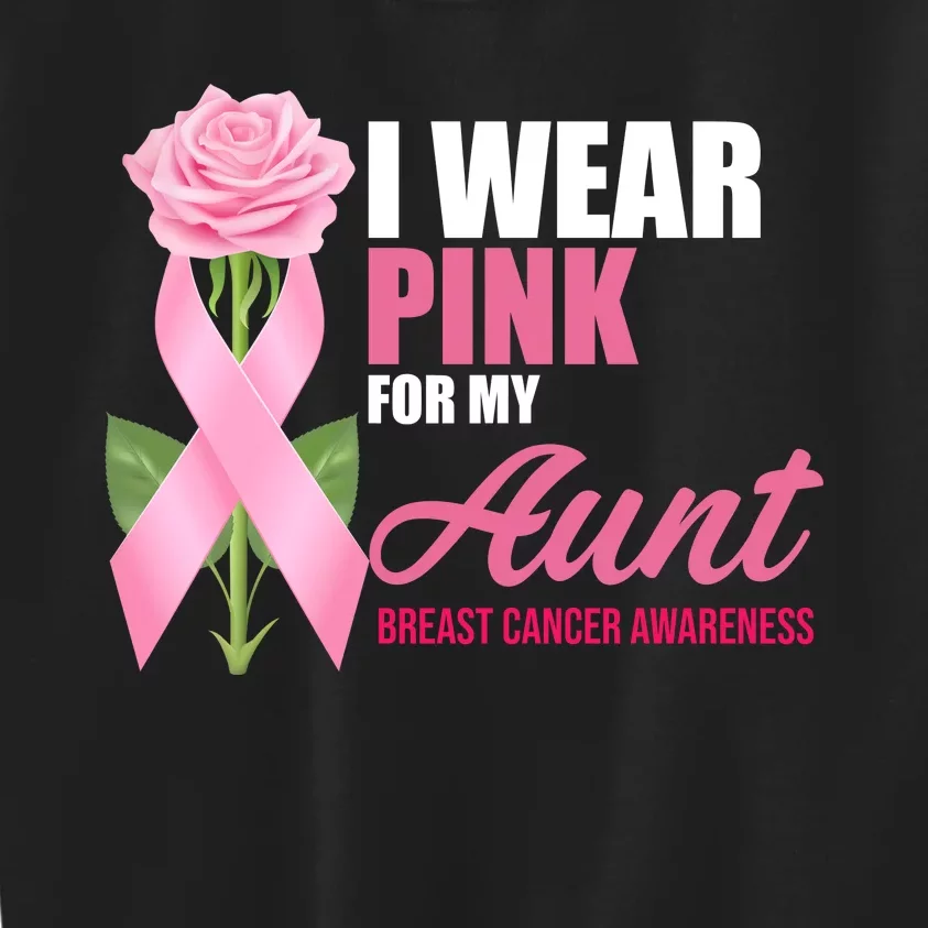 I Wear Pink For My Aunt Breast Cancer Floral Ribbon Kids Sweatshirt