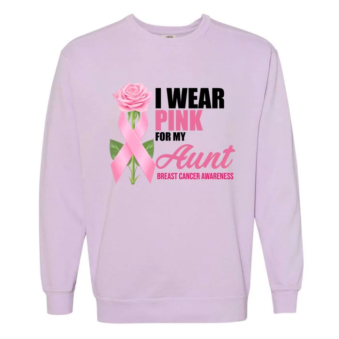 I Wear Pink For My Aunt Breast Cancer Floral Ribbon Garment-Dyed Sweatshirt