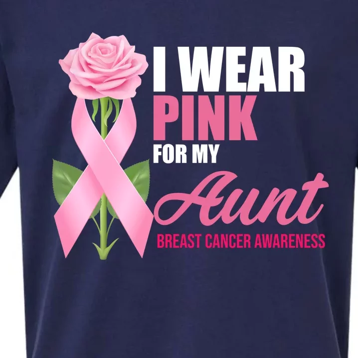 I Wear Pink For My Aunt Breast Cancer Floral Ribbon Sueded Cloud Jersey T-Shirt