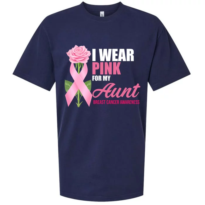 I Wear Pink For My Aunt Breast Cancer Floral Ribbon Sueded Cloud Jersey T-Shirt